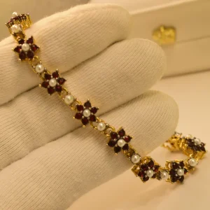 Elegant Unique Design Gold Plated Real Stones Bracelet for Girls/Women